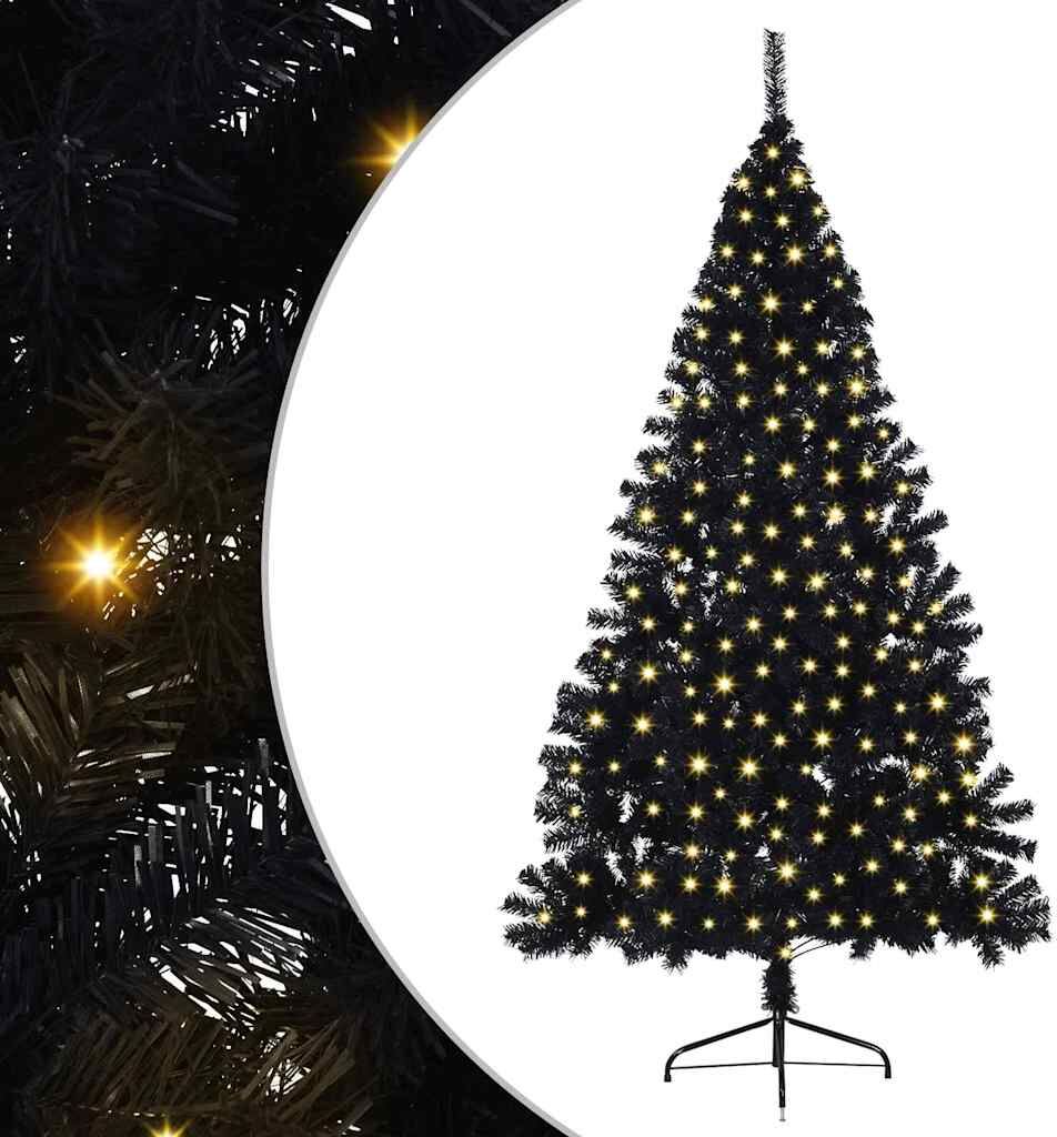 vidaXL Sapin de Noël artificiel pré-éclairé Noir 240 cm PVC
