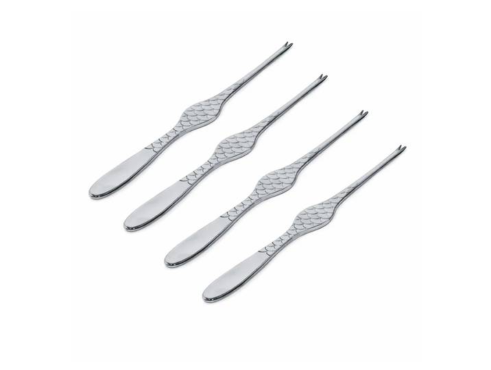Alessi Fourchette à fruits de mer Colombina Fish Lot de 4 Acier inoxydable