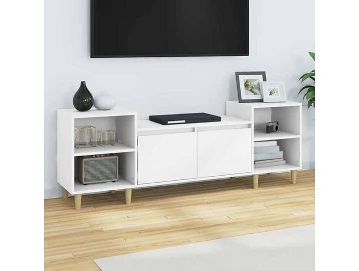 Magnifique Meuble TV élégant - ZENCORE - Support téléviseur/commode hifi/ARMOIRE TV Blanc 160x35x55cm Bois d'ingénierie M261144