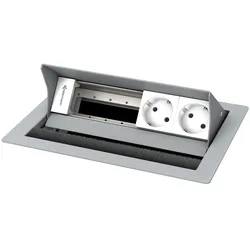 Kindermann CablePort Standard2 4-fach - 2x Strom - Tischeinbau - RAL 9006 - 7492...