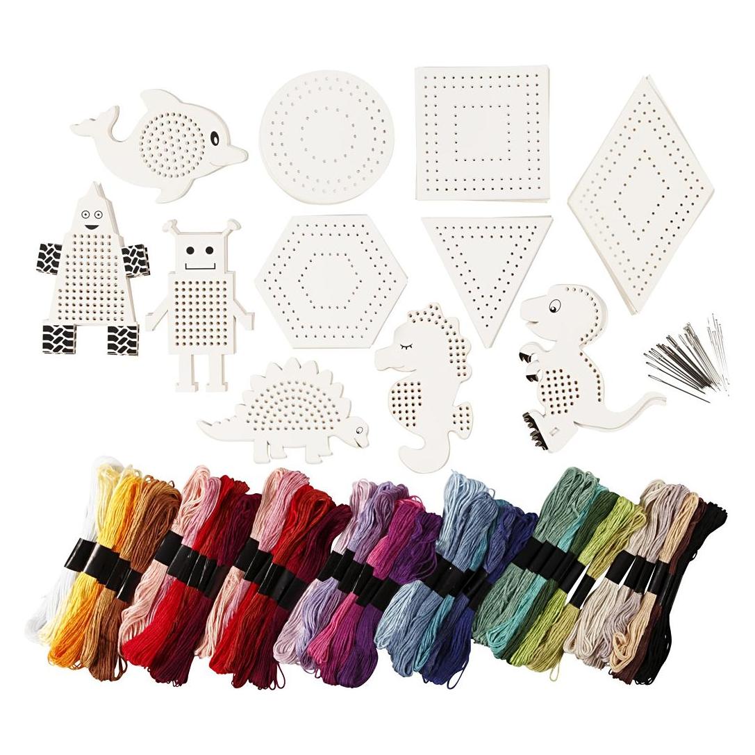 Creativ Company Stickgarn mit Stickrahmen assortiert (97074)