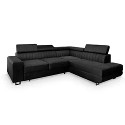 MASSENO Ecksofa mit Schlaffunktion Nola ¦ schwarz ¦ Maße (cm): B: 253 H: 88