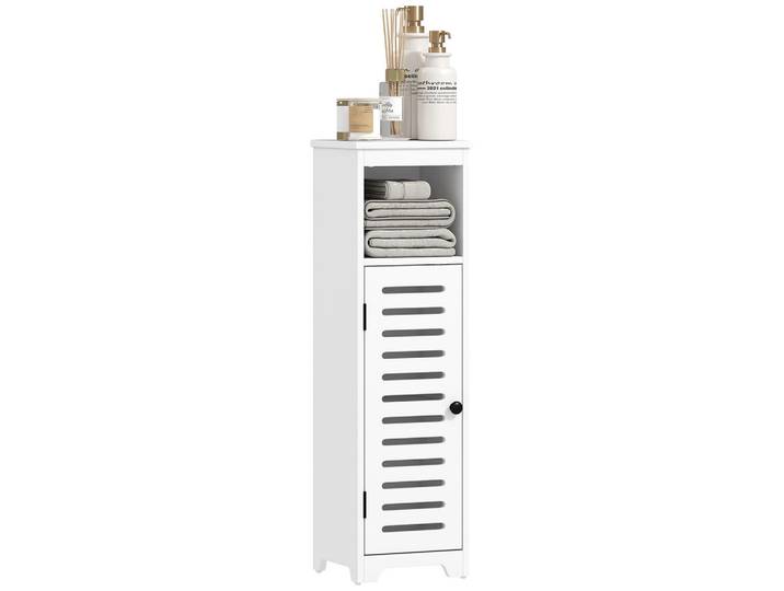 ComfortXL Badregal De-12528 mit jalousietür 22/20/75 cm Weiß, 20x75x22 cm, Badezimmer, Badezimmerregale, Badregale