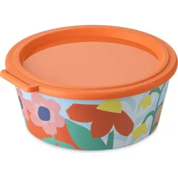Nora Behälter 1,3 l mit Blumenmuster orangefarben-blau mit Deckel