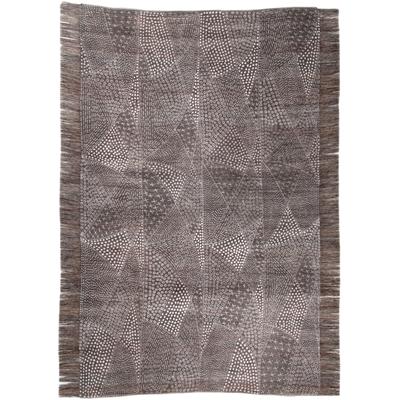 Teppich DIE HAUSKUNST "Chiya Tiama 2" Gr. 35, grau, B:140cm H:4mm L:230cm, Baumwolle, Jute, Teppiche, Teppich, Flachgewebe, handgewebt, mit Fransen