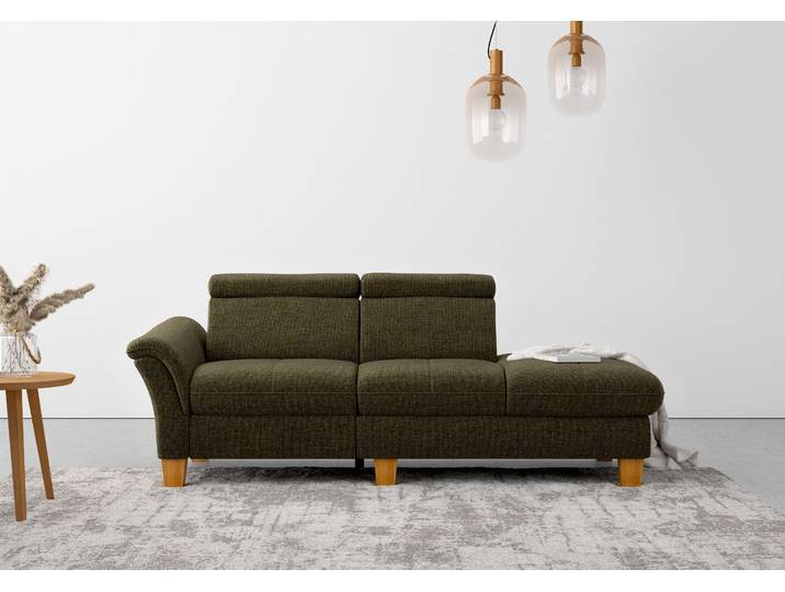 Recamiere OTTO HOME Lindgren , grün (khaki), B:206cm H:84cm T:93cm, 100% Polyester, Sofas, Recamiere, wahlweise motorische TV-Funktion, Bettkasten und Kopfteilverstellung