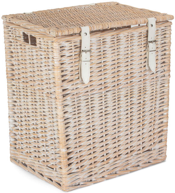 Bay Isle Home Wicker Vintner Hamper Storage Basket White Wash 44cm H x 39cm W x 29cm D