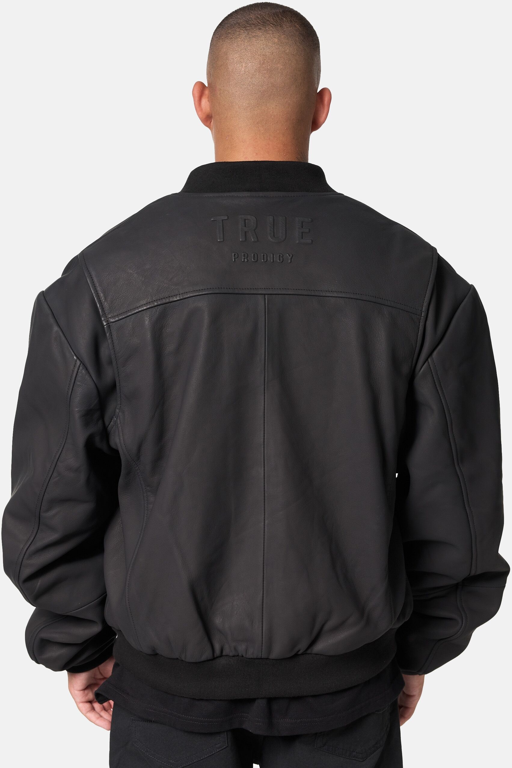 Lederjacke TRUEPRODIGY "Nazar Bomberjacke aus Leder mit Reißverschluss", Herren, Gr. S, schwarz, Obermaterial: 100% Schafsleder sheepskin., Jacken Lederjacke