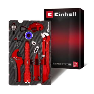 Einhell Werkzeugeinlage E-Case Sanitärinstallation, 370527, 8-teilig, mit Wasserpumpenzange und Rohrzange, 420 x 280 mm