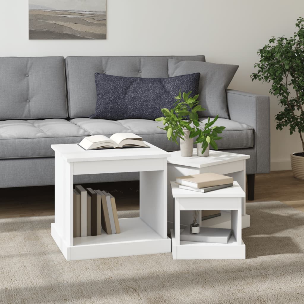 vidaXL Tables basses 3 pcs blanc bois d'ingénierie