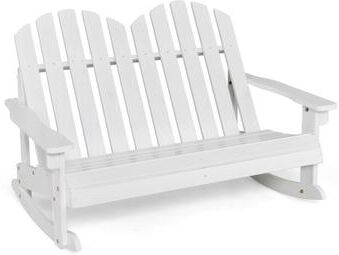 Costway 2 Person Adirondack Rocking Chair with Slatted seat-White