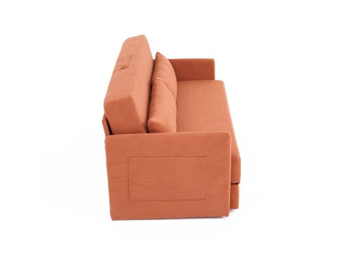 Canapé Convertible 2 Places Orange Canapé-Lit Pliable FloraGrace Pour Salon Et Studio Avec 2 Poches Latérales 165x92x82cm