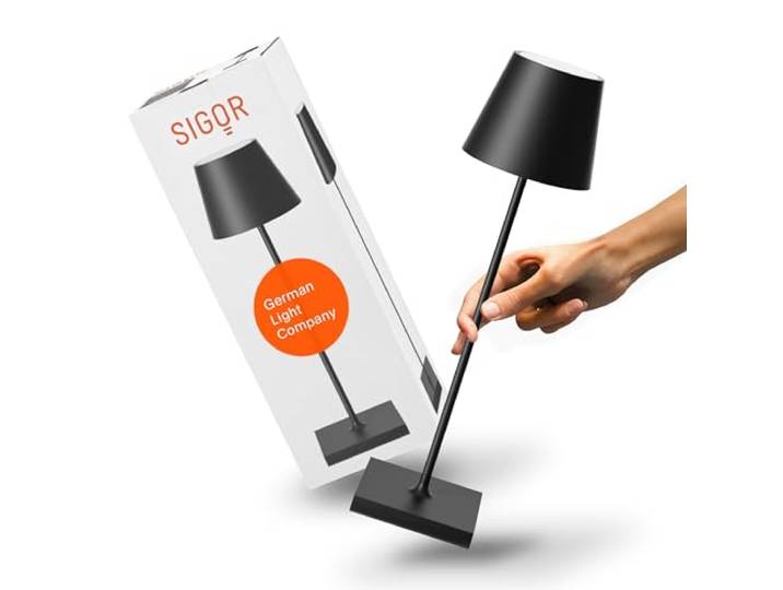 SIGOR Nuindie 2.0 LED Akku-Tischlampe, nachtschwarz Dimmbar Indoor & Outdoor IP54 38 cm USB-C 12 h Leuchtdauer