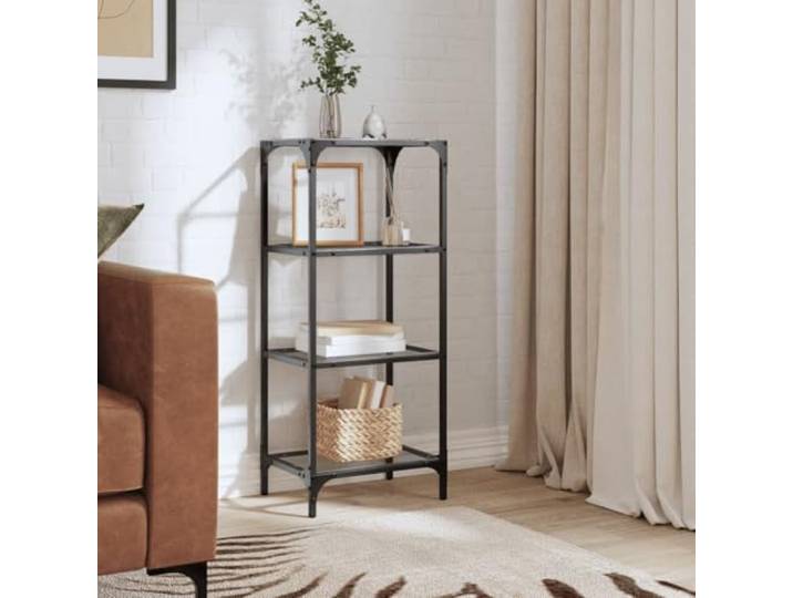 WXGTBKPR Standregal mit Glasböden, 40x30x95 cm, Stahl-Gestell für Transparentes Design, Robuste Edelstahl-Konstruktion, Viel Stauraum