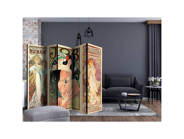 Paravent Alphonse Mucha. Women's Fleece Multicolor 225 x 172 x 3cm