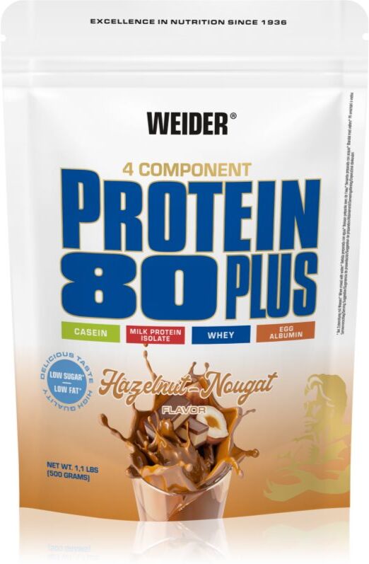 Weider Protein 80 Plus Molkenprotein mit Aminosäuren Geschmack Hazelnut - Nougat 500 g