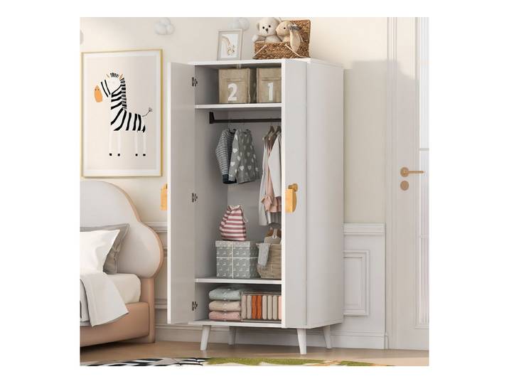 Odikalo Kleiderschrank Garderobenständer Doppeltür-Design großen Staufächern Cartoon-förmige (Griffe und erhöhte Optimale Raumaufteilung für vielseitige Nutzung Einfache Montage mit stabiler Konstruktion 70×55×170)