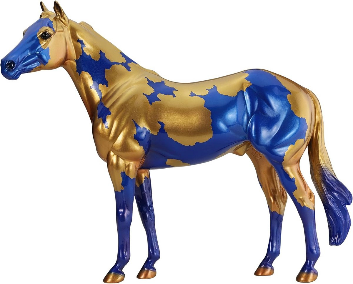 Decoratief paardenbeeldje in goud metallic, 31 cm lengte