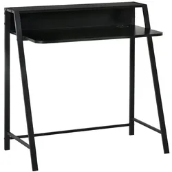 MODFU Schreibtisch Computertisch 84x45x85 cm Schwarz mit Ablage Kabelmanagement MDF Platte Metallrahmen, platzsparend für Home Office