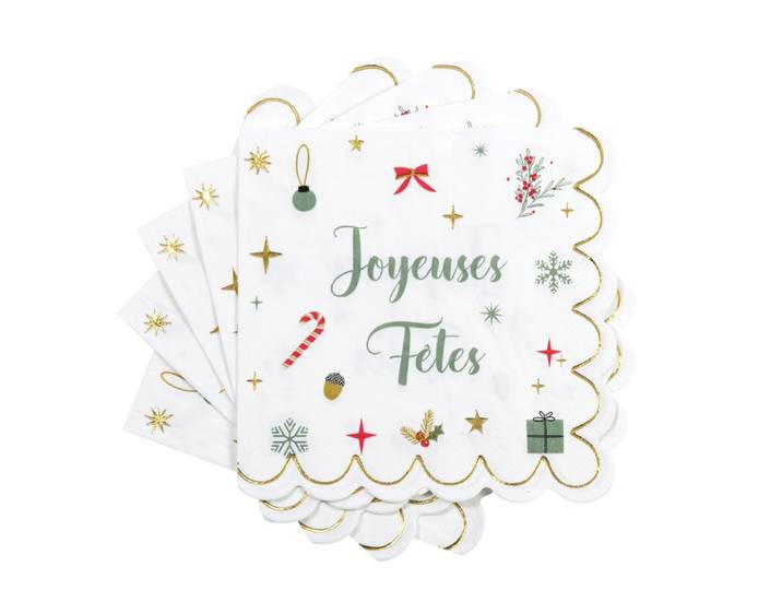 Papierservietten mit weihnachtlichem Motiv, grün, rot und gold, 20er Set
