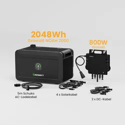Growatt NOAH 2000 Batteriespeicher für Balkonkraftwerke, by Powerness - Growatt NOAH 2000 | 2048Wh / 1x 800W Growatt NEO / Powerness Express