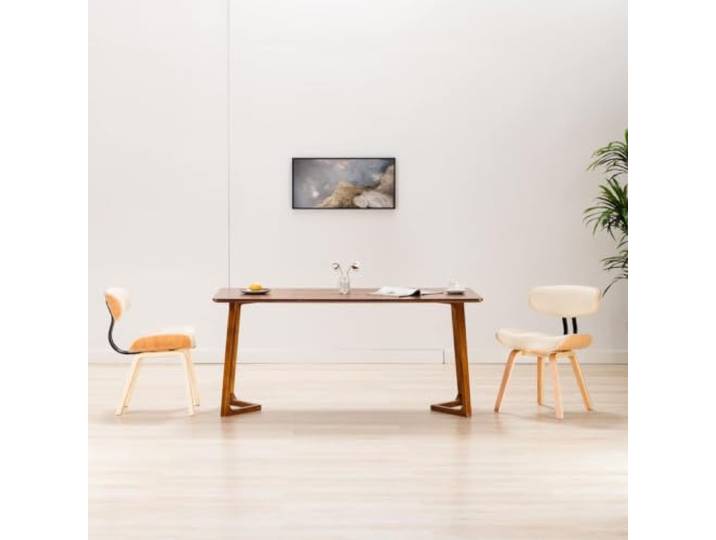 HEFZGDB 2 Esszimmerstühle Creme Bugholz Kunstleder Ergonomische Sitzmöbel Stilvolles Design