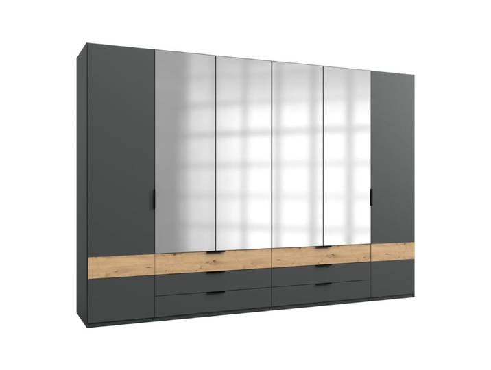 Wimex Gibraltar Drehtürenschrank mit Spiegel - Dekor graphit, Artisan Eiche Nachbildung, Spiegelglas - 270 Modern, Zeitlos
