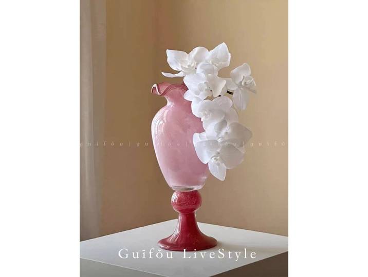 Vase floral artistique Fenton rétro français, cadeau de nouvel an rouge pour la nouvelle maison