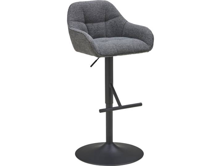 Livetastic Barhocker, Grau, Schwarz, Metall, Textil, rund, 53x88-109x50 cm, Esszimmer, Barmöbel, Barhocker