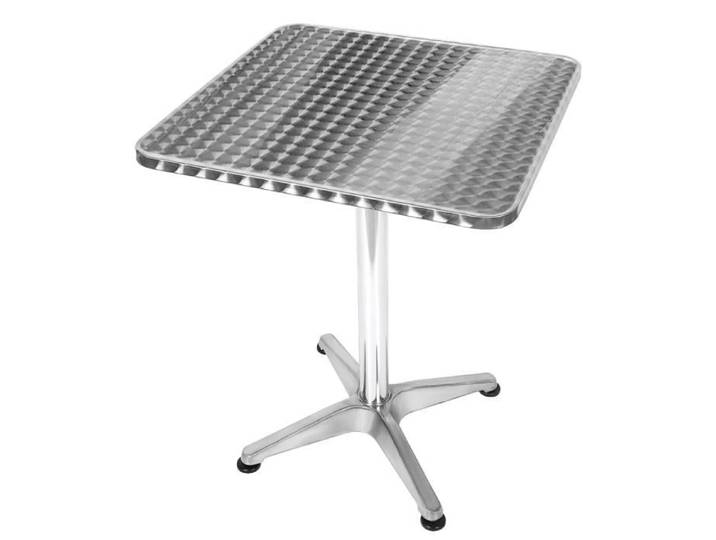 Table à manger carrée réglable en hauteur - HOMBUY - Aluminium et acier inoxydable - 60x60cm - Gris