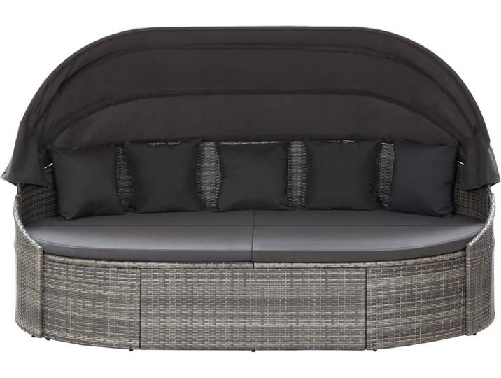 vidaXL Outdoor-Loungebett mit Dach Grau