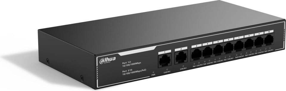 Dahua Technology PoE SG1010LP Onbeheerde L2 Gigabit Ethernet Switch met Power over Ethernet (PoE)