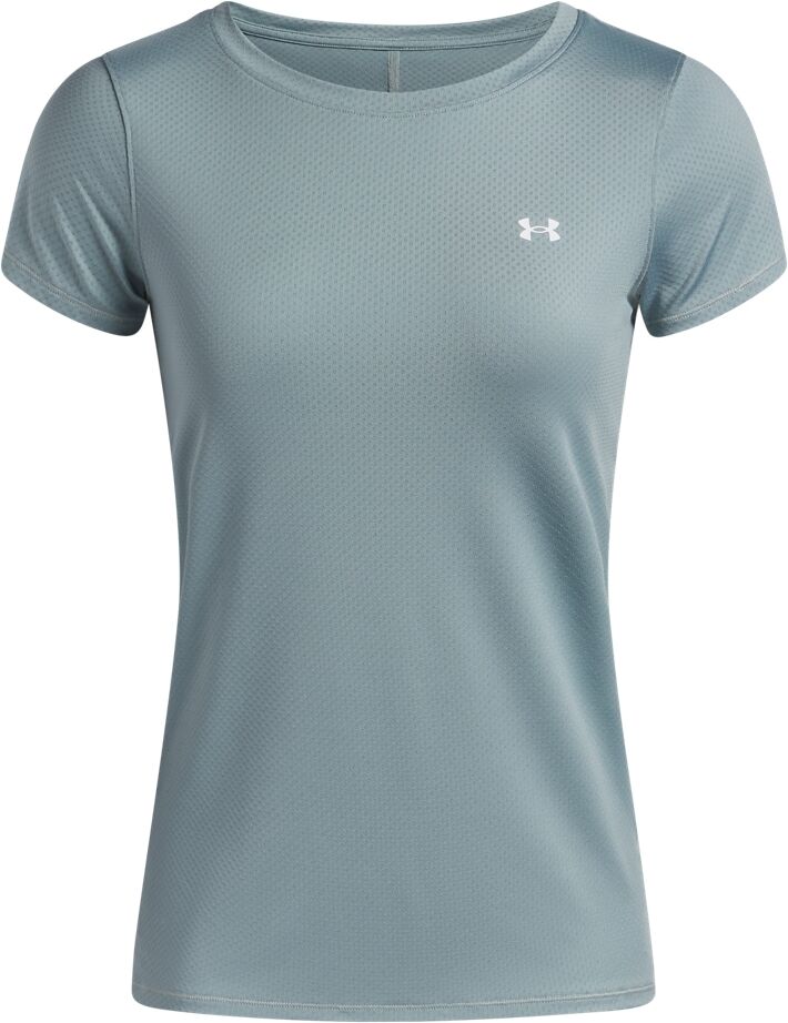 Funktionsshirt UNDER ARMOUR "Tech Mesh SS", Damen, Gr. XL, blau (serpentine,, weiß), Obermaterial: 94% Polyester, 6% Elasthan, Rundhals, Shirts Funktionsshirt, mit Rundhalsausschnitt, Kurzarm-Design, schnell trocknend serpentine,, weiß XL