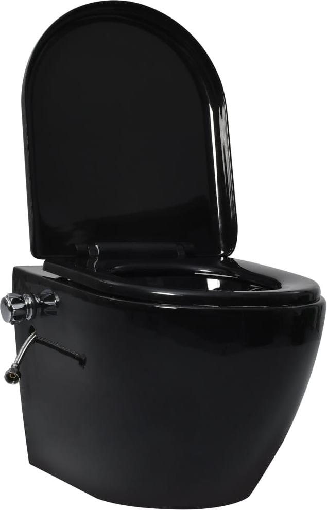 vidaXL Wand-WC Spülrandlos Unterputz-Spülkasten Schwarz Keramik