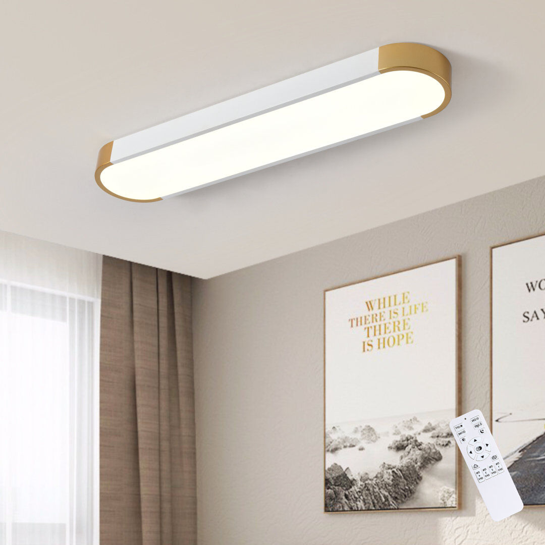 Ivy Bronx Cherron 1-Light 70cm LED Flush Mount White/Gold 4cm H X 70cm W X 14cm D