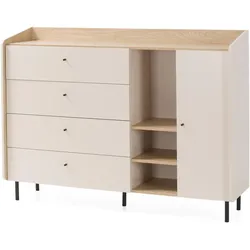 KOMMODE Alex mit 1 Tür und 4 Schubladen, Beige Sand
