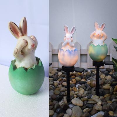 Combo Retail Shop Solar Powered Waterproof Outdoor Lawn Lamp, Cute Rabbit Garden Ground Light, Pathway Patio Decor Lighting For Lawn green