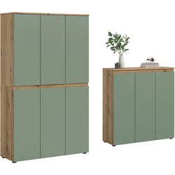 Garderobenschrank Scarpa Graugrün/Eiche