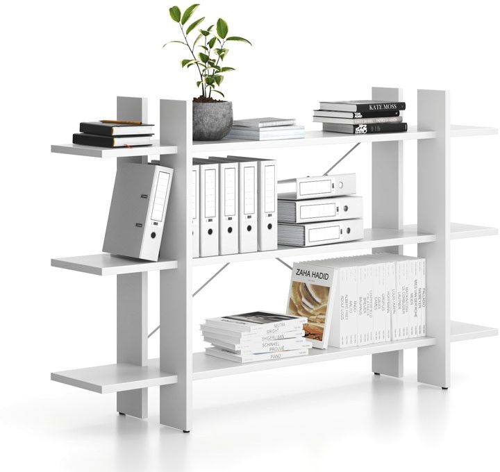 B2B Partner Büroregal, niedrig, lang SOLID, 1800 x 400 x 1075 mm, weiß