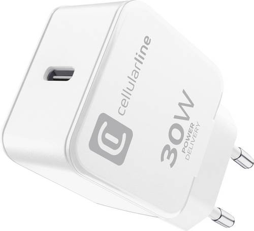 Cellularline USB Ladegerät 30W USB-C USB PD Weiß Steckdose Schnellladegerät, USB Power Delivery (USB-PD)