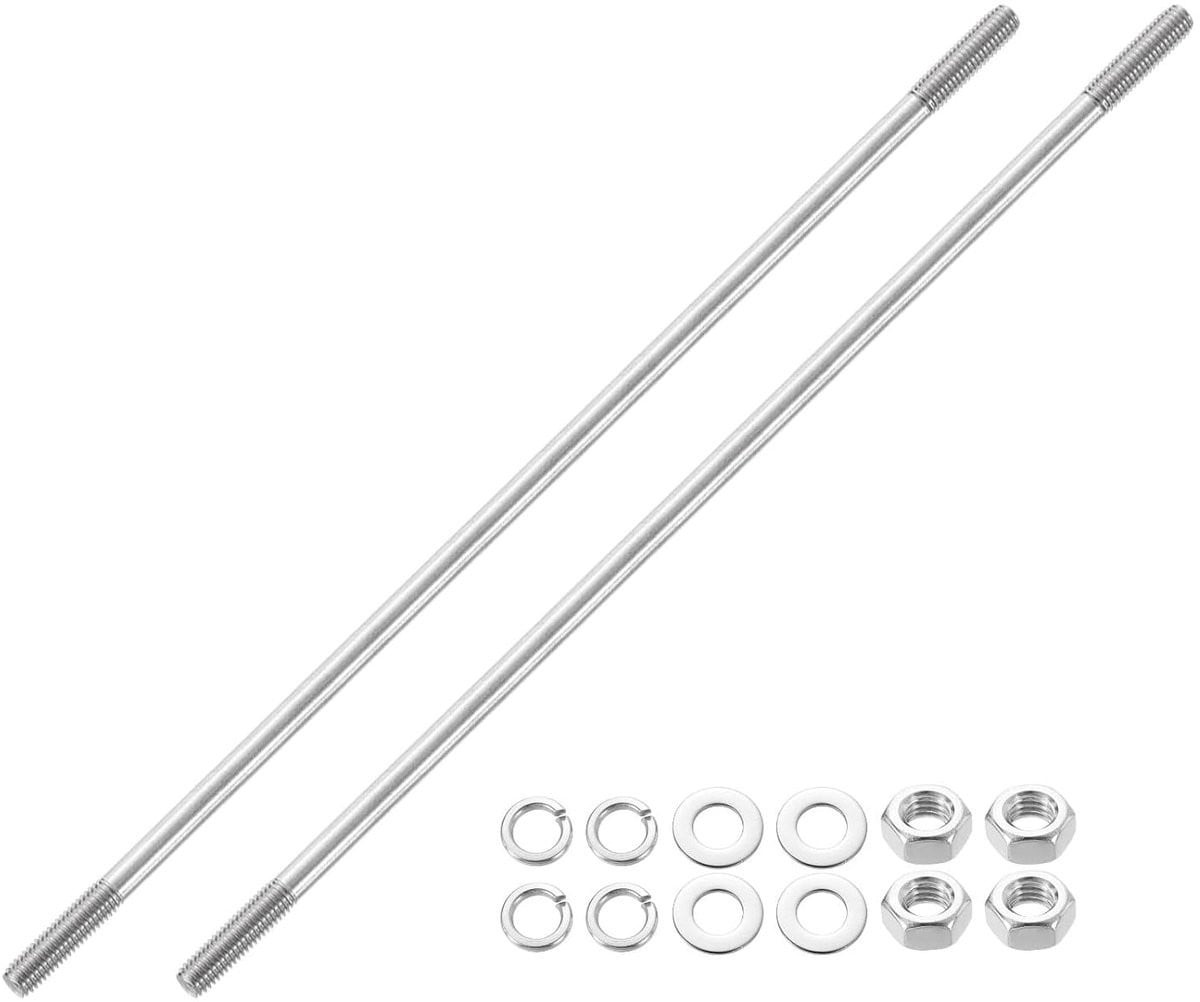 Set van 2 dubbelzijdige schroefdraadstangen M8 x 300 mm van 304 roestvrij staal inclusief moeren en ringen