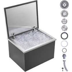 VEVOR Drop-in-Eisbox, 44,24 L Edelstahl-Eiskühler, 507 x 407 x 333 mm Kommerzieller Eisbehälter mit Klappdeckel, Eingebaute Eisspeichertruhe, Abflussrohr und Ablassstopfen im Lieferumfang Enthalten