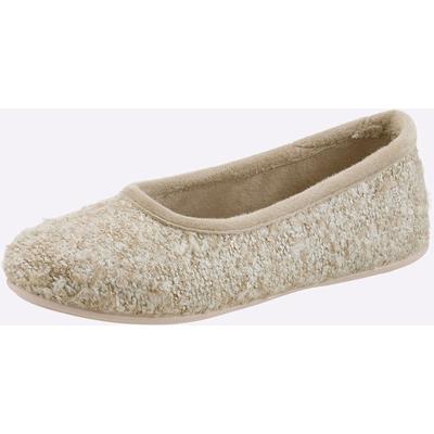 Hausschuh, Damen, Gr. 39, beige (ecru), Schuhe Hausschuh