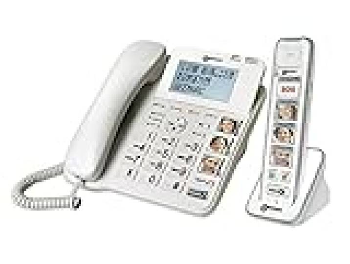 Geemarc Amplidect 295 Combi Photo - Téléphone Fixe Amplifié et son Combiné Additionnel avec Grosses Touches Photo Personnalisables pour Personnes Agées - Perte Auditive Faible ou Moyenne - Version FR