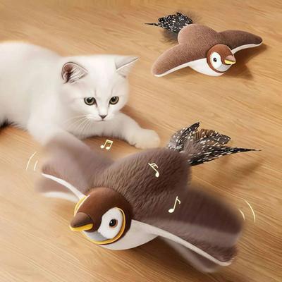 Inspired Living FlappyBird Rechargeable Interactive Cat Toy Touch Activated Chirping Bird For Indoor Cats FlappyBird Rechargeable Interactive Cat Toy Touch Activated Chirping Bird For Indoor Cats