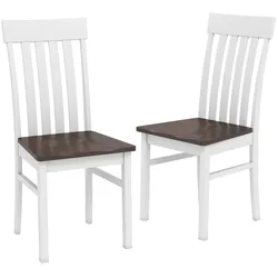 Helloshop26 - Set aus 2 Esszimmerstühlen 44 x 50,5 x 97 cm ergonomischer Komfort rustikaler Stil weißes und braunes Gummibaumholz 20_0018772