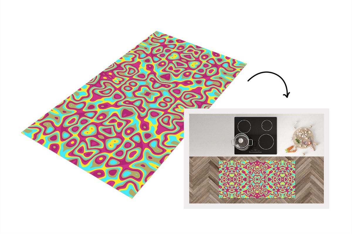 KitchenYeah Keukenloper Abstract Lavalamp Patroon Vinyl 120 x 60 cm