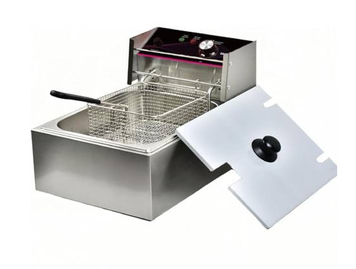 Lecon Chef Fritteuse 6L Edelstahl Einstellbares Thermostat mit Sieb 2500W