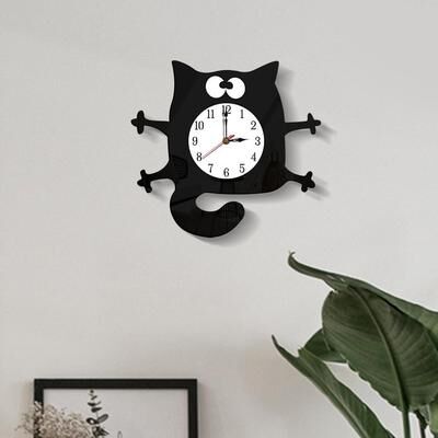Inspired Deals Kids Cartoon Silent Wall Clock Acrylic Decorative Wall Clock For Bedroom & Playroom Cat