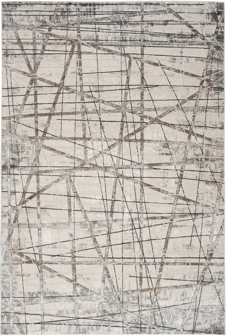 Rio Almaas Abstract Area Rug Black/White Rectangle 160 x 221cm